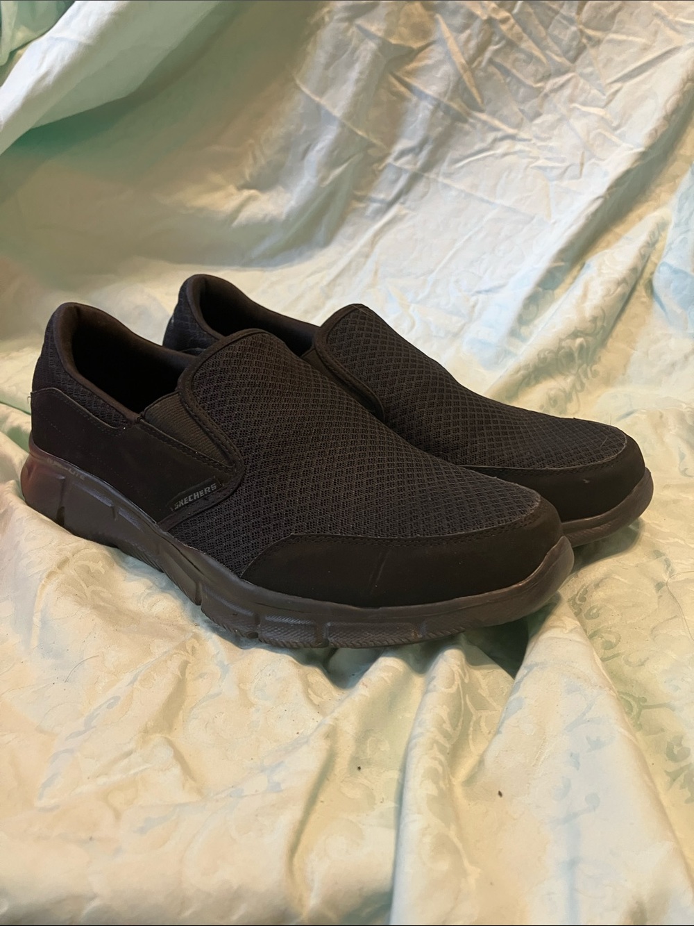 Skechers Men's Black Mesh Slip-On Loafers